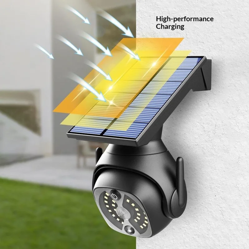 K42A Dummy Camera with Non-rotatable Solar Panel Motion Sensor Solar Powered Simulated Outdoor Security Camera