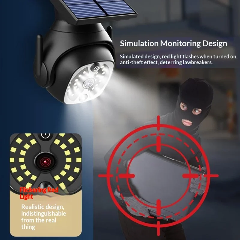 K42A Dummy Camera with Non-rotatable Solar Panel Motion Sensor Solar Powered Simulated Outdoor Security Camera