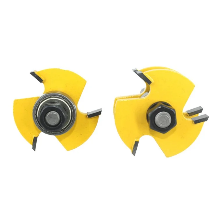 Conjunto de 3 brocas de roteador com haste de 12 mm, 3 dentes, 12x47+45 graus + 12x1-3/8 Ferramenta de fresagem de madeira para trabalhos em madeira