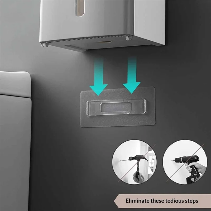 MENGNI 411 No Drill Toilet Paper Holder for Bathroom Waterproof Wall Mounted Tissue Box - Grey