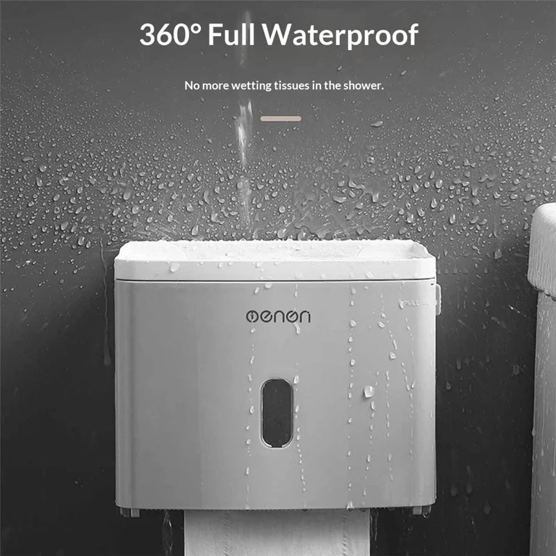 MENGNI 411 No Drill Toilet Paper Holder for Bathroom Waterproof Wall Mounted Tissue Box - Grey