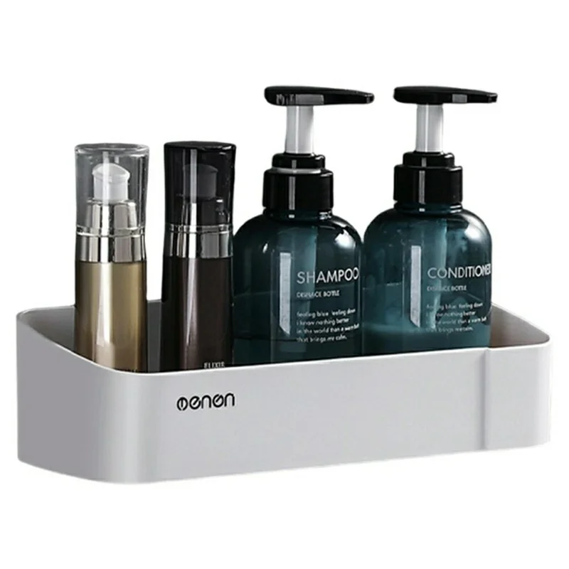 MENGNI 417 Étagère de Rangement en Plastique Mural sans Perçage pour Salle de Bains et Cuisine - Blanc