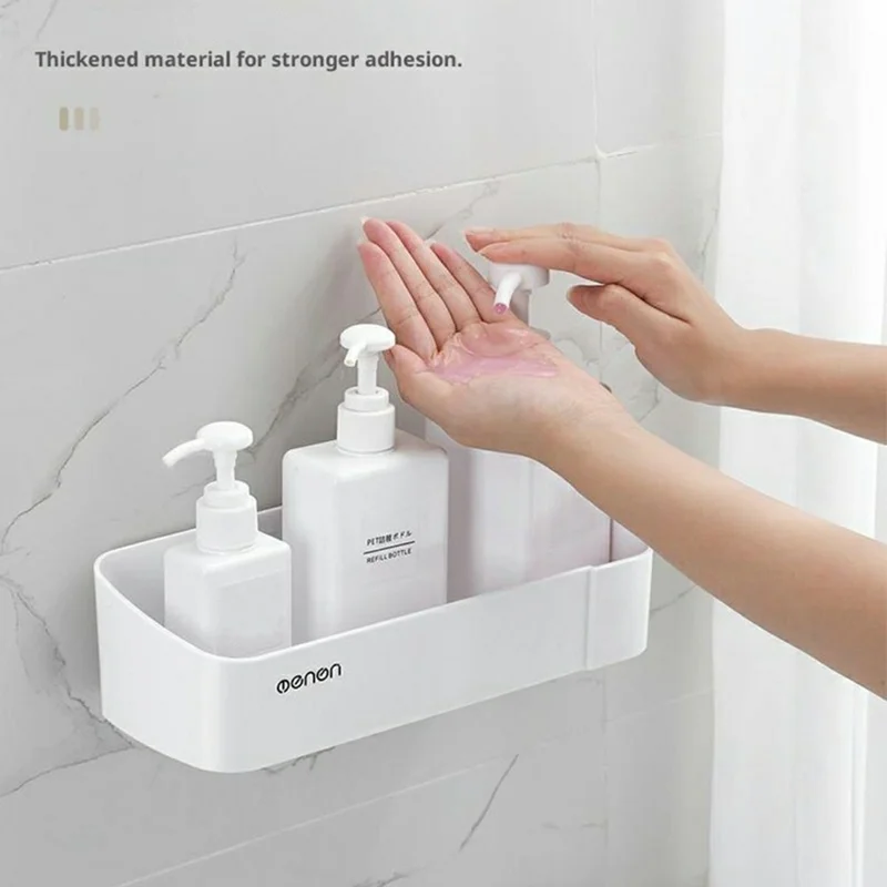 MENGNI 417 Étagère de Rangement en Plastique Mural sans Perçage pour Salle de Bains et Cuisine - Blanc