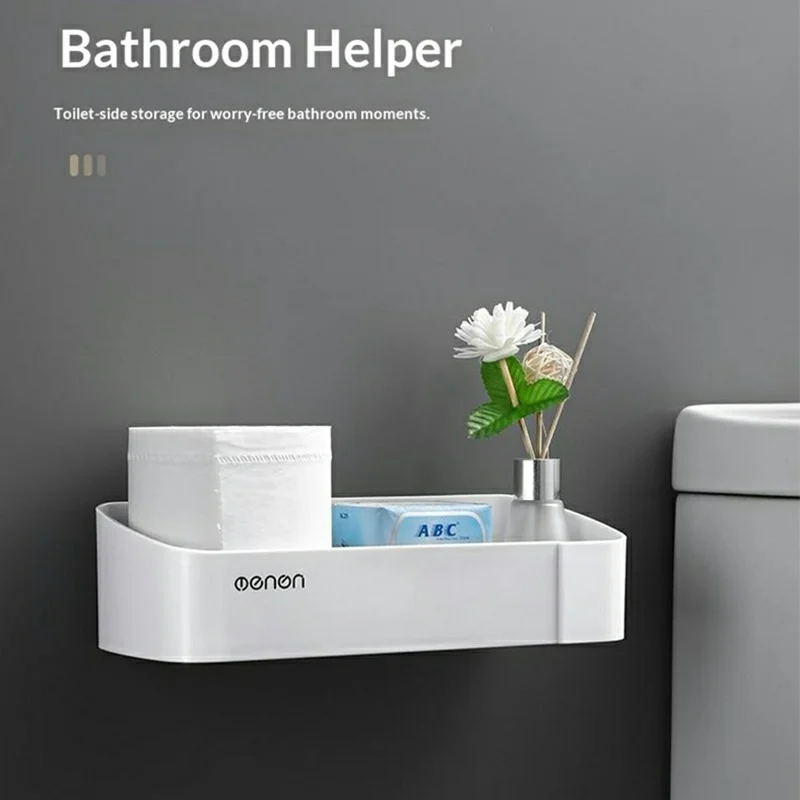 MENGNI 417 Étagère de Rangement en Plastique Mural sans Perçage pour Salle de Bains et Cuisine - Blanc