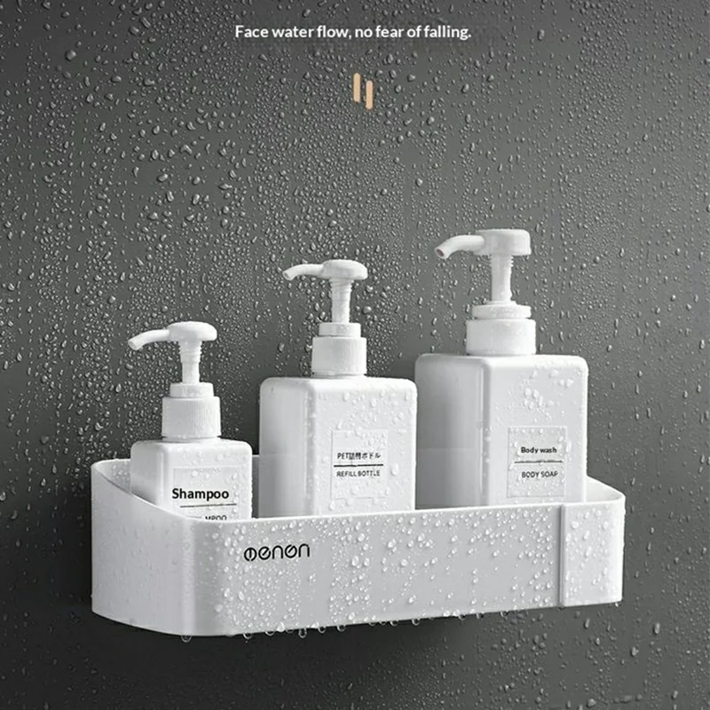 MENGNI 417 Étagère de Rangement en Plastique Mural sans Perçage pour Salle de Bains et Cuisine - Blanc