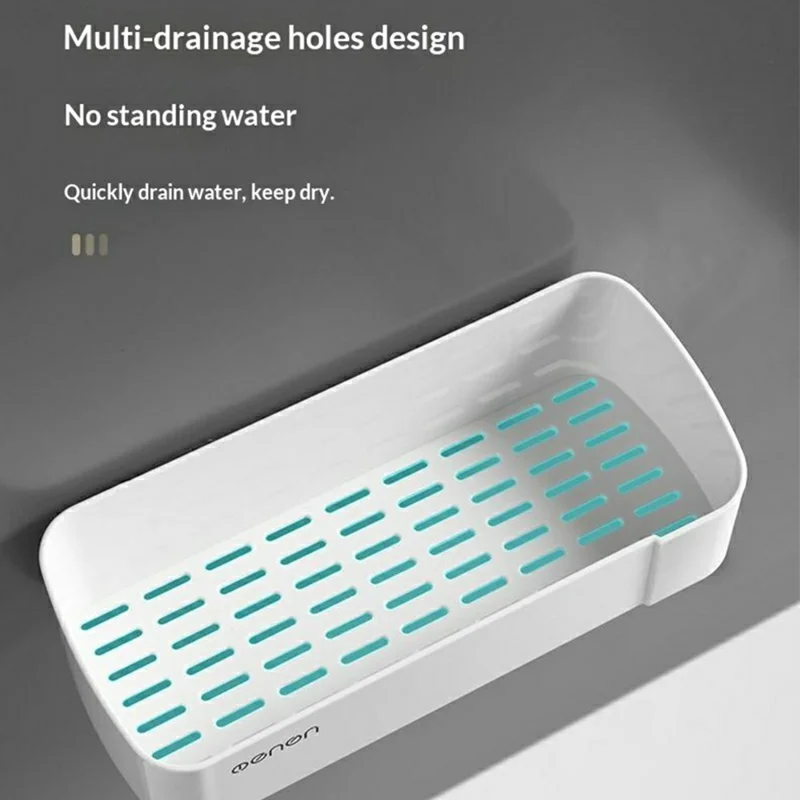 MENGNI 417 Étagère de Rangement en Plastique Mural sans Perçage pour Salle de Bains et Cuisine - Blanc