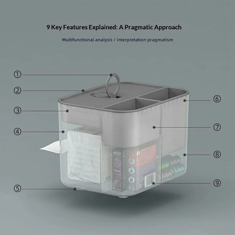 MENGNI 808 Portatessera Multifunzionale Organizzatore per Oggetti Vari con Supporto per Telefono - Grigio