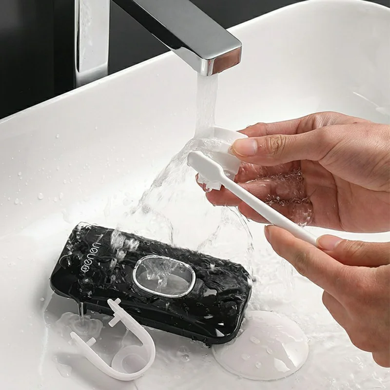 MENGNI 817 Automatische Tandpasta-dispenser, Muurbevestigd Badkamer Tandenborstelhouder Organizer Rack - Grijs