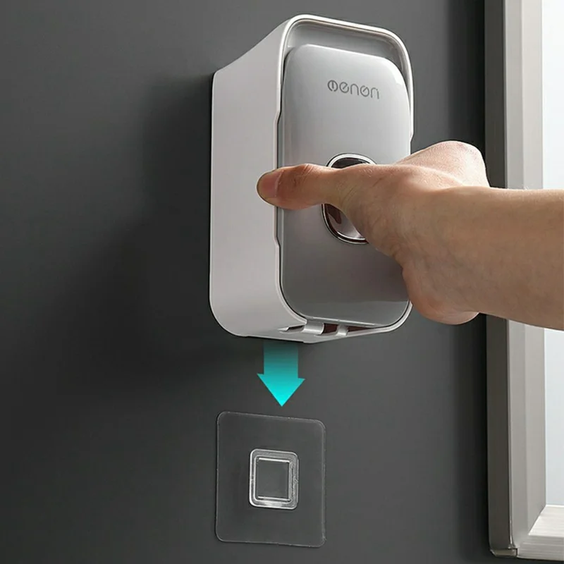 MENGNI 817 Automatische Tandpasta-dispenser, Muurbevestigd Badkamer Tandenborstelhouder Organizer Rack - Grijs