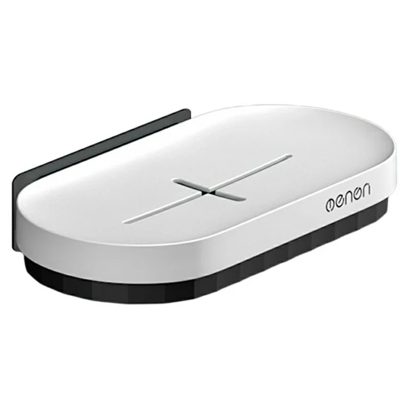 MENGNI 881 Portasapone da Parete per Bagno, Portasapone in Plastica Senza Foratura, Scaffale con Scarico - Nero