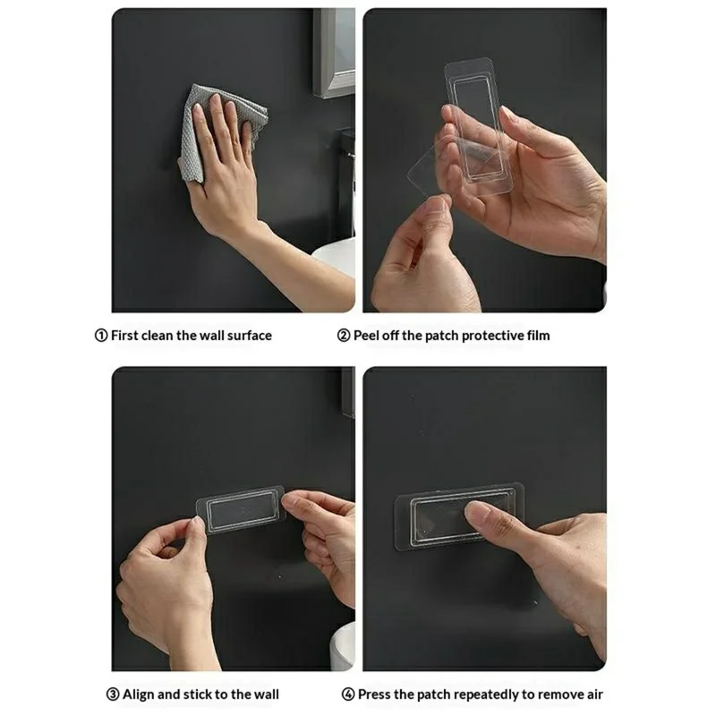 MENGNI 881 Portasapone da Parete per Bagno, Portasapone in Plastica Senza Foratura, Scaffale con Scarico - Nero