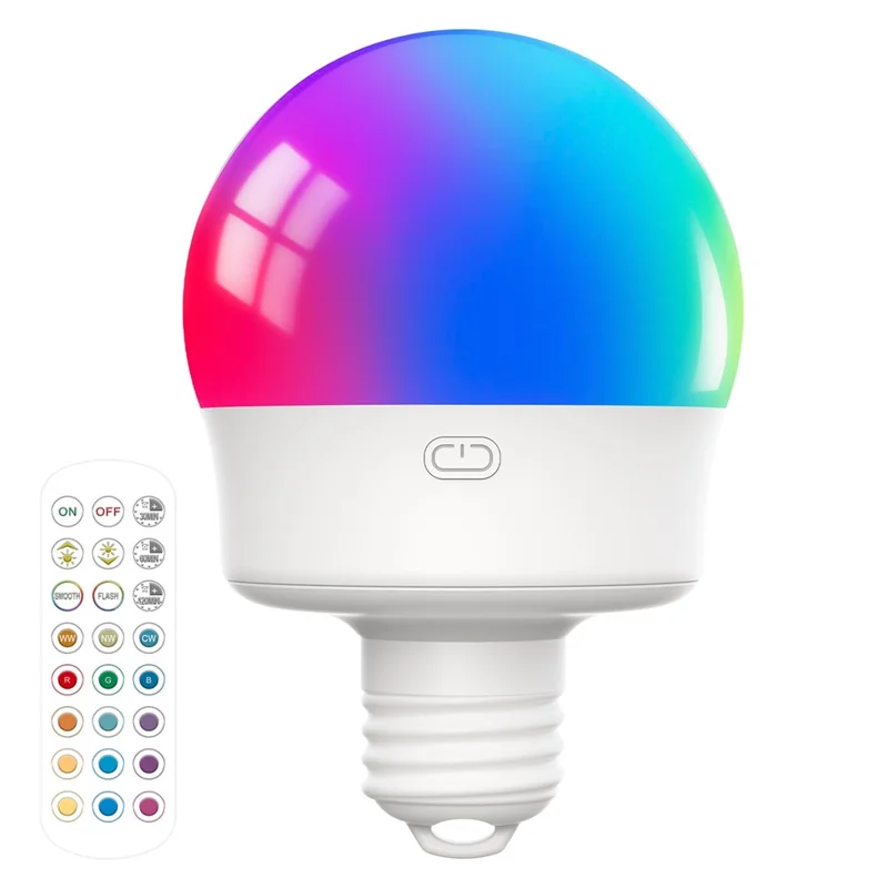 T130-RGBCW 1 RGB Night Light with 1 Remote Control E27 Dimmable Rechargeable Ambient Light with Timer