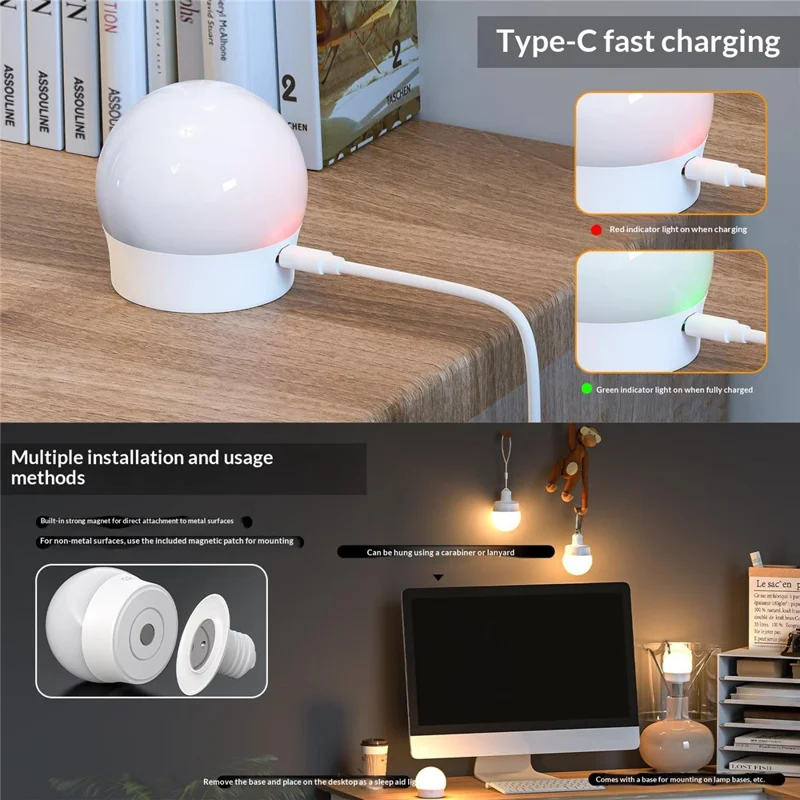 T130-RGBCW 1 RGB Night Light with 1 Remote Control E27 Dimmable Rechargeable Ambient Light with Timer