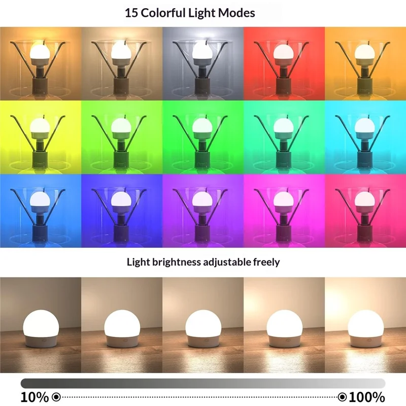 T130-RGBCW 2 RGB Night Light with 1 Remote Control E27 Dimmable Rechargeable Ambient Light with Timer