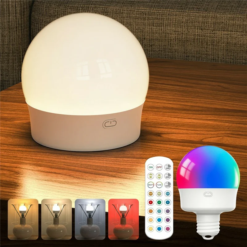 T130-RGBCW 2 RGB Night Light with 2 Remote Control E27 Dimmable Rechargeable Ambient Light with Timer