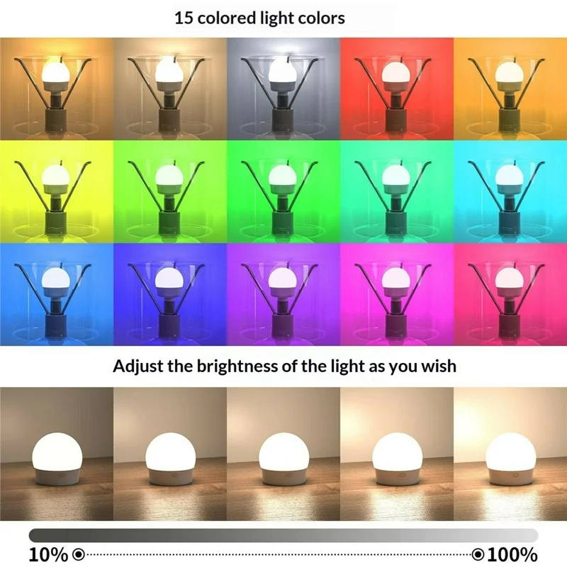 T130-RGBCW 2 RGB Night Light with 2 Remote Control E27 Dimmable Rechargeable Ambient Light with Timer