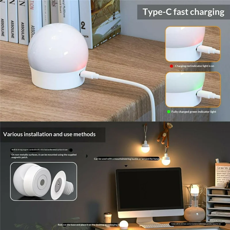 T130-RGBCW 2 RGB Night Light with 2 Remote Control E27 Dimmable Rechargeable Ambient Light with Timer