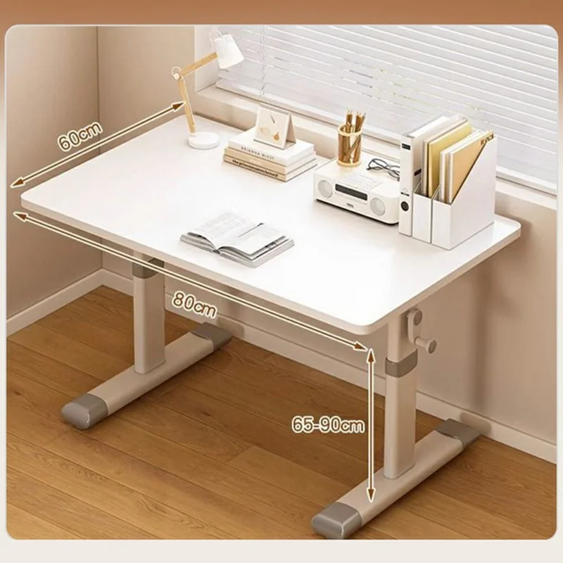 Escritorio ajustable de 80 x 60 cm para oficina en casa / estudio, escritorio de pie con manivela manual, estación de trabajo para computadora - Blanco
