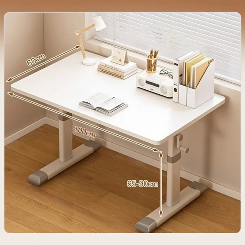 Escritorio ajustable de 100 x 60 cm para oficina en casa / estudio, escritorio de pie con manivela manual, estación de trabajo para computadora - Blanco