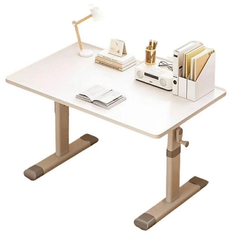 120 x 60 cm højdejusterbart skrivebord til hjemmekontor / studie, manuelt stå-siddeskrivebord, computerarbejdsstation - hvid