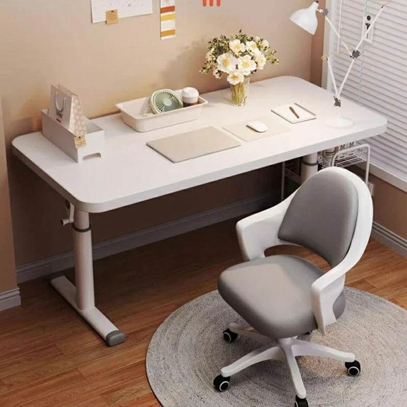 120 x 60 cm højdejusterbart skrivebord til hjemmekontor / studie, manuelt stå-siddeskrivebord, computerarbejdsstation - hvid