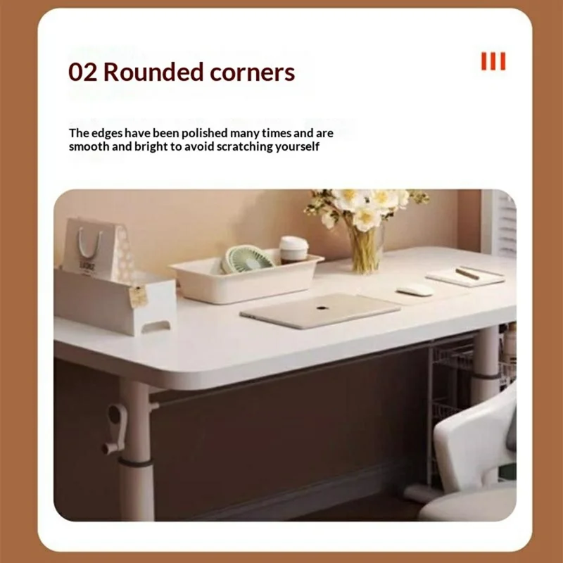 120 x 60 cm højdejusterbart skrivebord til hjemmekontor / studie, manuelt stå-siddeskrivebord, computerarbejdsstation - hvid