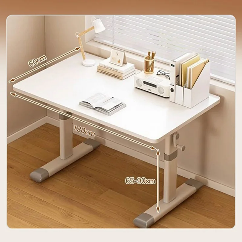 120 x 60 cm højdejusterbart skrivebord til hjemmekontor / studie, manuelt stå-siddeskrivebord, computerarbejdsstation - hvid