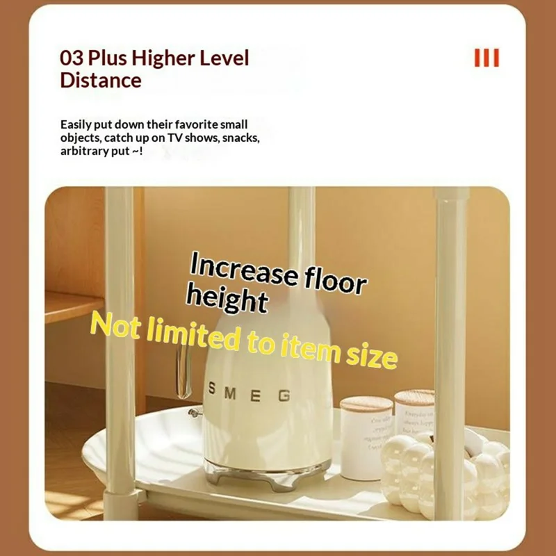 Tavolino su Ruote a 2 Ripiani, Scaffale per la Zona Notte, Tavolino Mobile per Spazi Ristretti, Soggiorno, Camera da Letto - Bianco