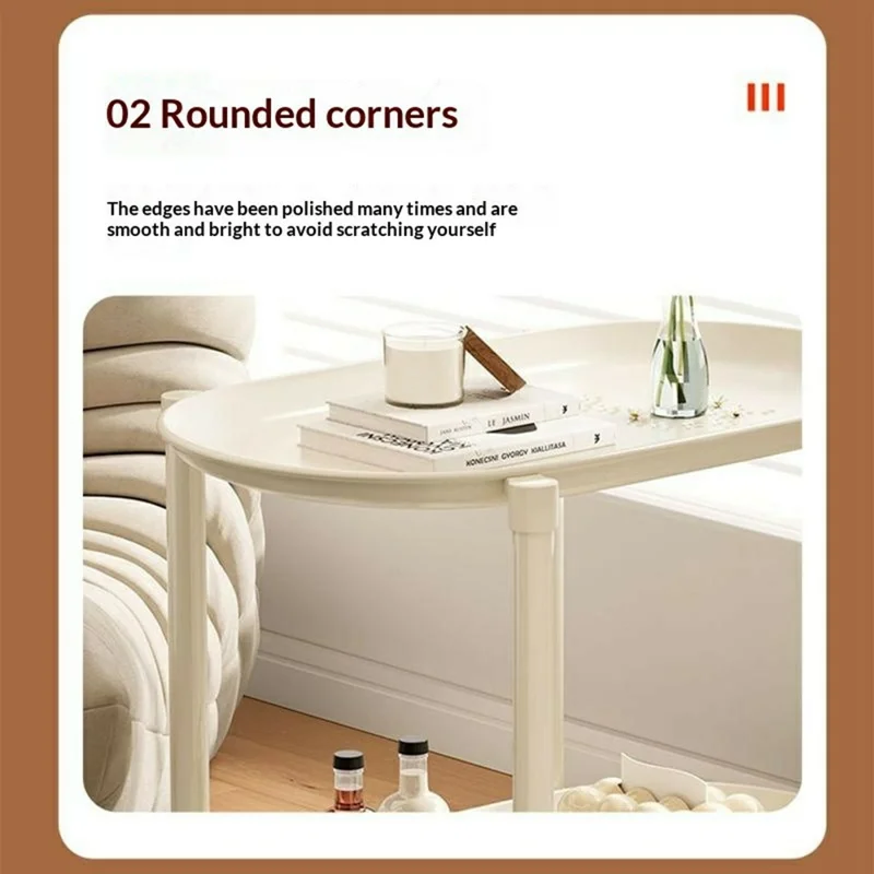 Tavolino su Ruote a 3 Ripiani, Scaffale per la Camera da Letto, Tavolo Mobile per Spazi Ristretti, Soggiorno, Camera da Letto - Bianco