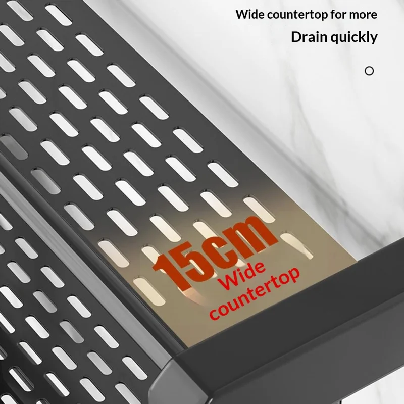 Rack à serviettes de salle de bain 3 niveaux 40 cm, Organisateur en acier inoxydable, Étagère de rangement murale avec 6 crochets - Noir