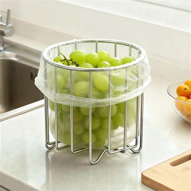 304 Stainless Steel Trash Bag Holder Rack Kitchen Countertop Garbage Rubbish Rack - Silver