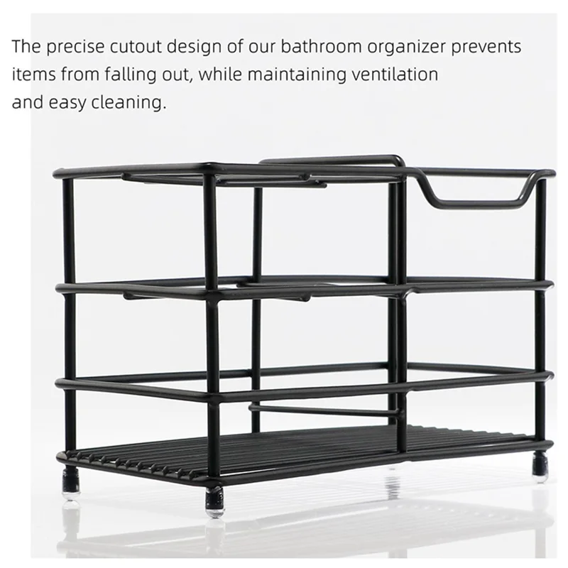 15.03 x 6.2 x 10.2cm 6 Grid Stainless Steel Toothbrush Holder Toothpaste Bathroom Organizer Shelf - Black