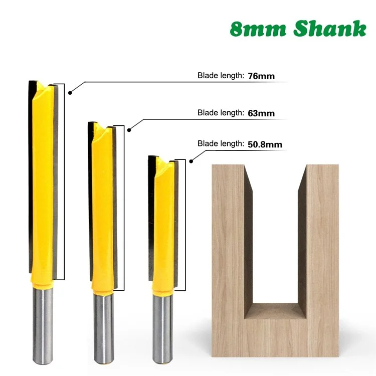 3pcs 8mm de Araquadores de Madeira Haste Roteador Hard Uns Hard Woodworking Woodworking Straight Piclge Faca