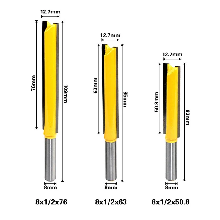 3pcs 8mm de Araquadores de Madeira Haste Roteador Hard Uns Hard Woodworking Woodworking Straight Piclge Faca