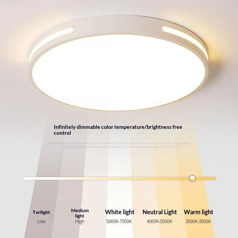 Lampadario LED Rotondo da 30 cm, 36 W, con 3 Temperature di Colore, in Plastica, Bianco, per Camera da Letto e Soggiorno