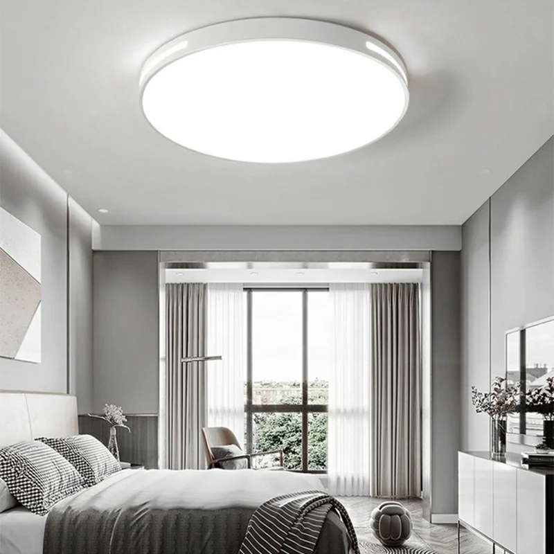 Lampada a Soffitto LED Rotonda in Plastica 40 cm, Luce Bianca 36 W, Design Moderno e Minimalista, Illuminazione Decorativa per Camera da Letto e Soggiorno - Bianca