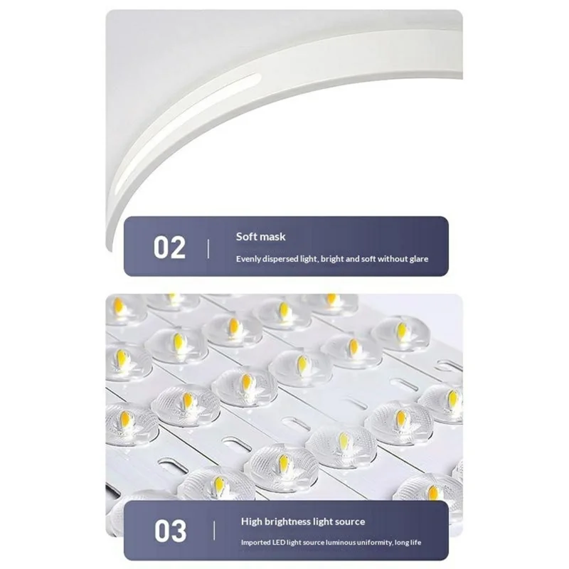 Lampadario LED Rotondo in Plastica 40 cm, 3 Temperature di Colore, 48 W, Luce Bianca, per Camera da Letto e Soggiorno, Illuminazione Decorativa