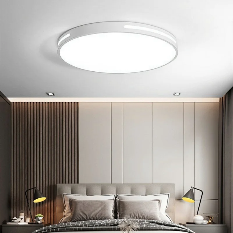 Lampada a Soffitto LED Rotonda in Plastica 50 cm, Luce Bianca 48 W, Design Moderno Minimalista, Illuminazione Decorativa per Camera da Letto e Soggiorno - Bianca