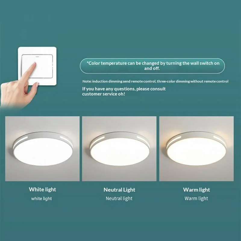 Lampadario LED Rotondo da 60 cm, 96 W, con Tre Temperature di Colore, in Plastica, Bianco, per Camera da Letto e Soggiorno