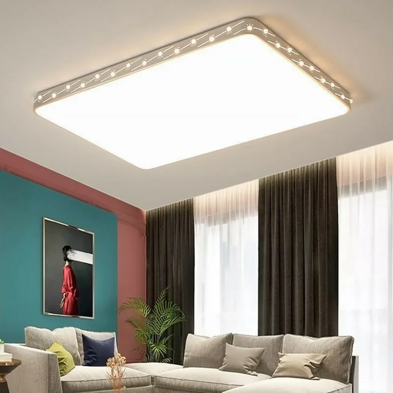 Plafonnier LED minimaliste 110 x 70 cm 240 W, lumière à trois températures de couleur, cuisine salon, luminaire rectangulaire - Blanc