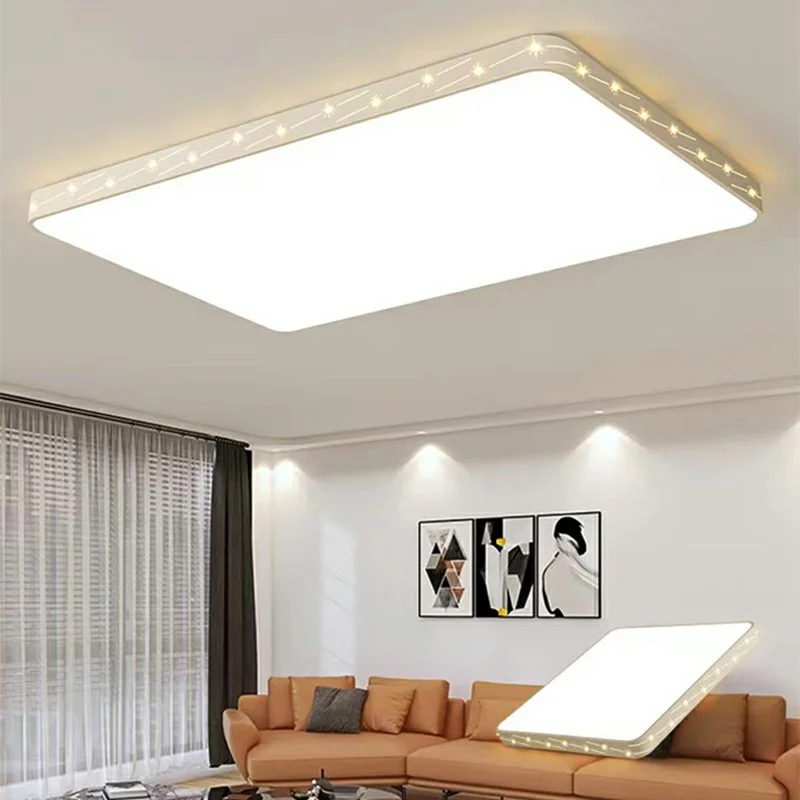 Plafonnier LED minimaliste 110 x 70 cm 240 W, lumière à trois températures de couleur, cuisine salon, luminaire rectangulaire - Blanc