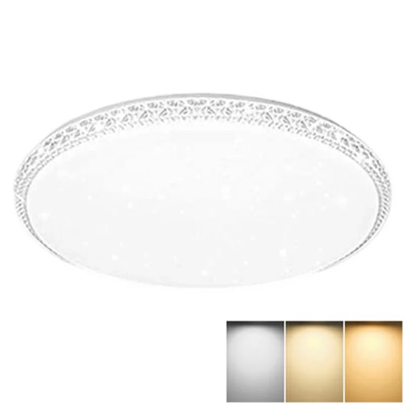 Lampada a Soffitto LED Stile Cristallo 40 cm 48 W, Luce Rotonda Minimalista con Tre Temperature di Colore per Soggiorno e Camera da Letto - Bianca