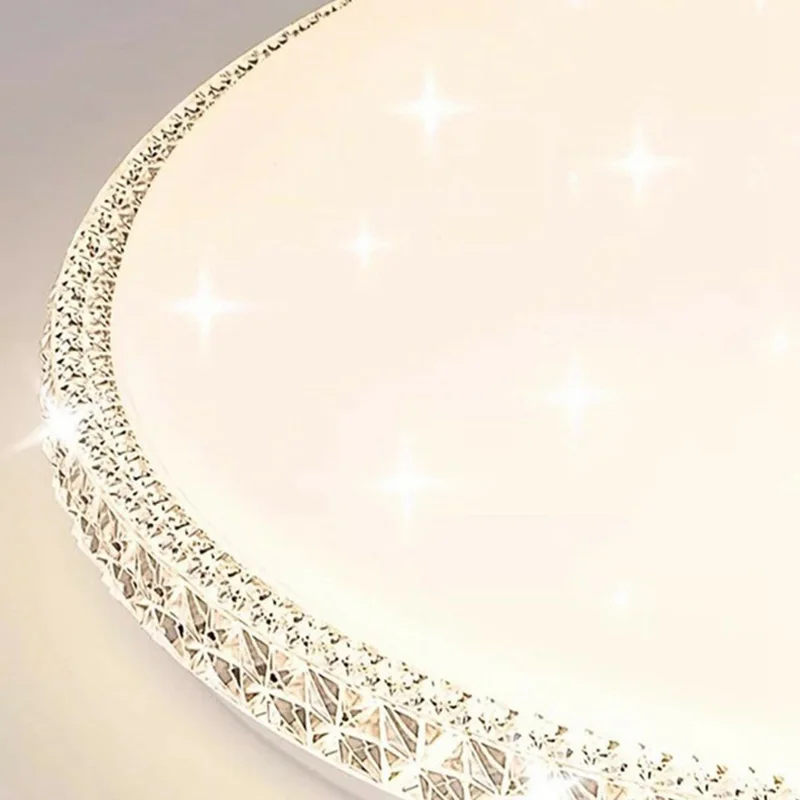 Lampada a Soffitto LED Stile Cristallo 40 cm 48 W, Luce Rotonda Minimalista con Tre Temperature di Colore per Soggiorno e Camera da Letto - Bianca