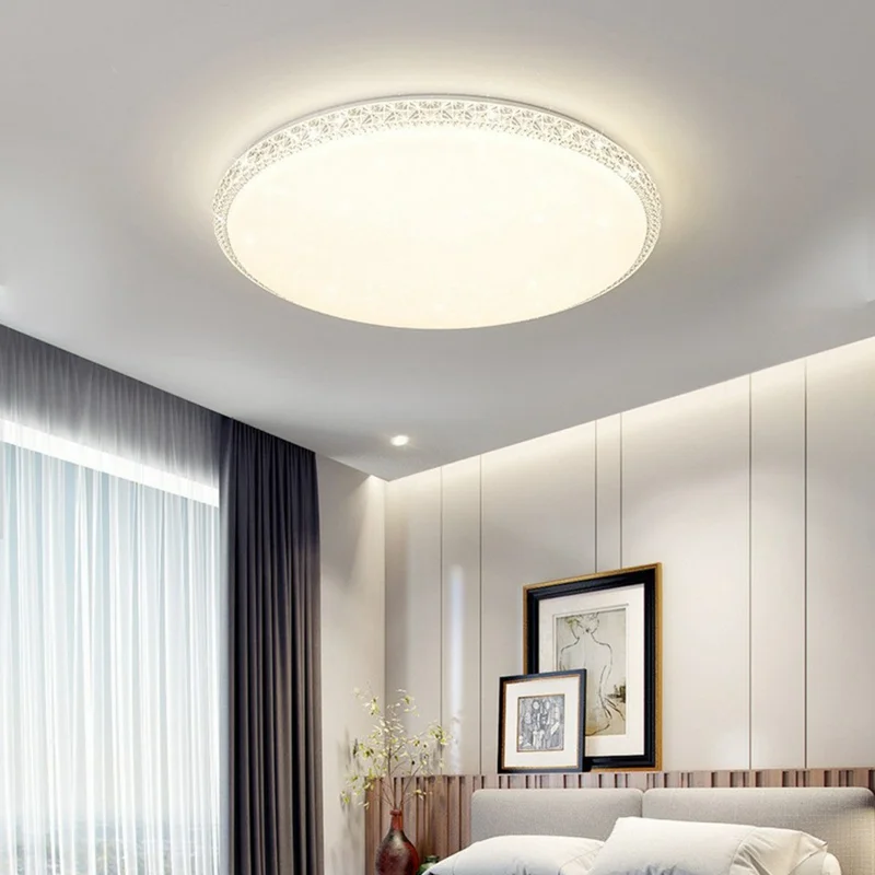 Lampada a Soffitto LED Stile Cristallo 60 cm 96 W, Luce Tonda Minimalista con Tre Temperature di Colore per Soggiorno e Camera da Letto - Bianca