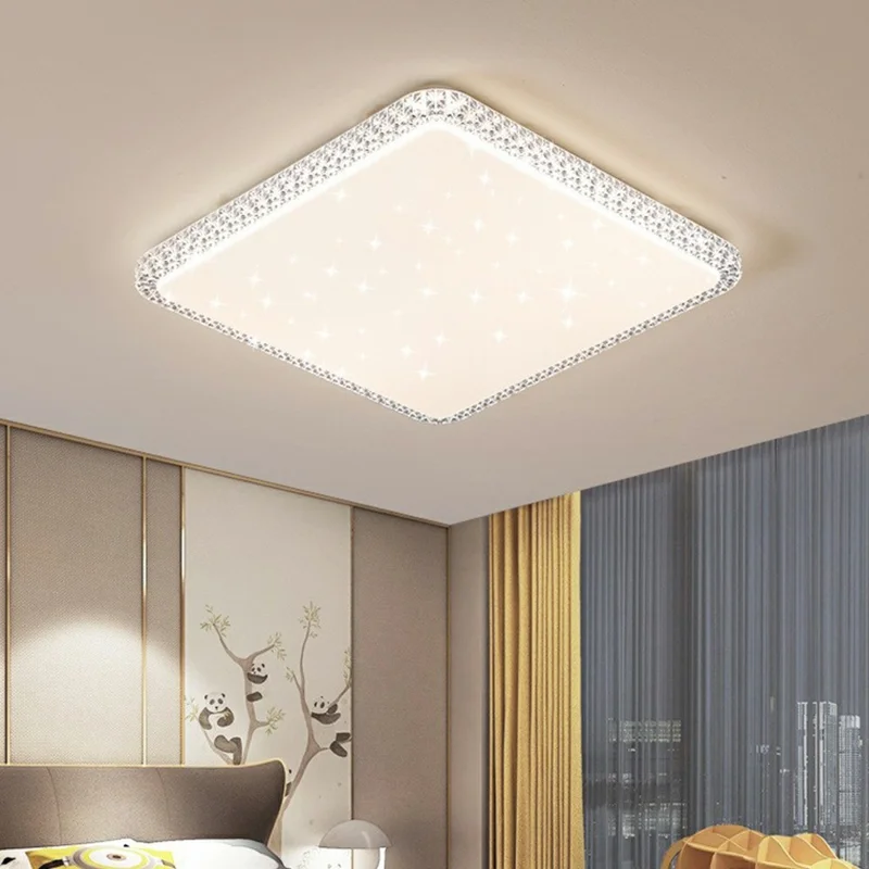 Lampada a Soffitto LED Stile Cristallo 40 x 40 cm 48 W, Luce Quadrata Minimalista con Tre Temperature di Colore per Soggiorno e Camera da Letto - Bianca
