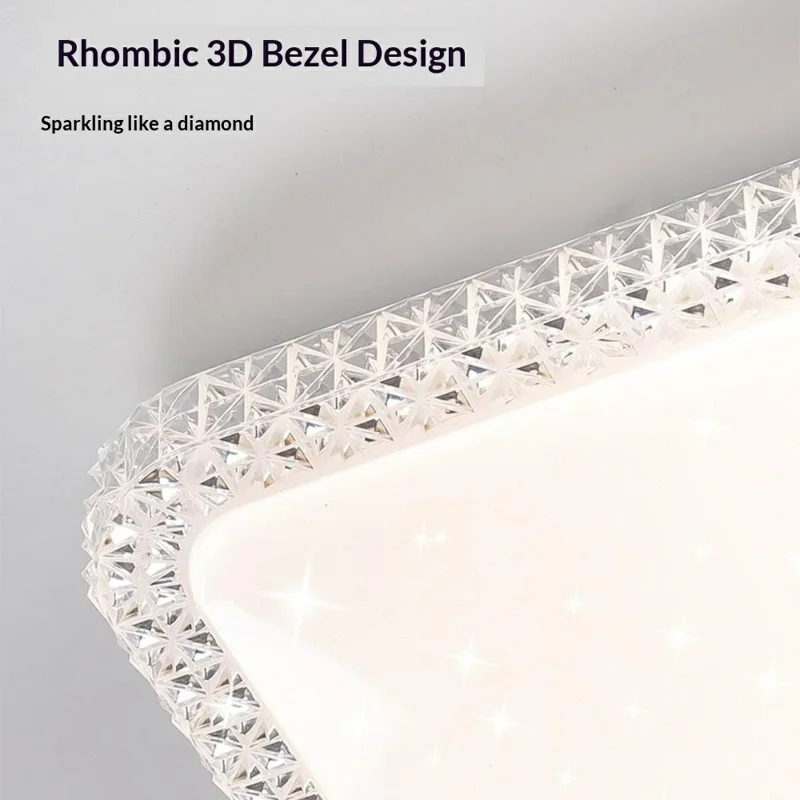 Lampada a Soffitto LED Stile Cristallo 40 x 40 cm 48 W, Luce Quadrata Minimalista con Tre Temperature di Colore per Soggiorno e Camera da Letto - Bianca