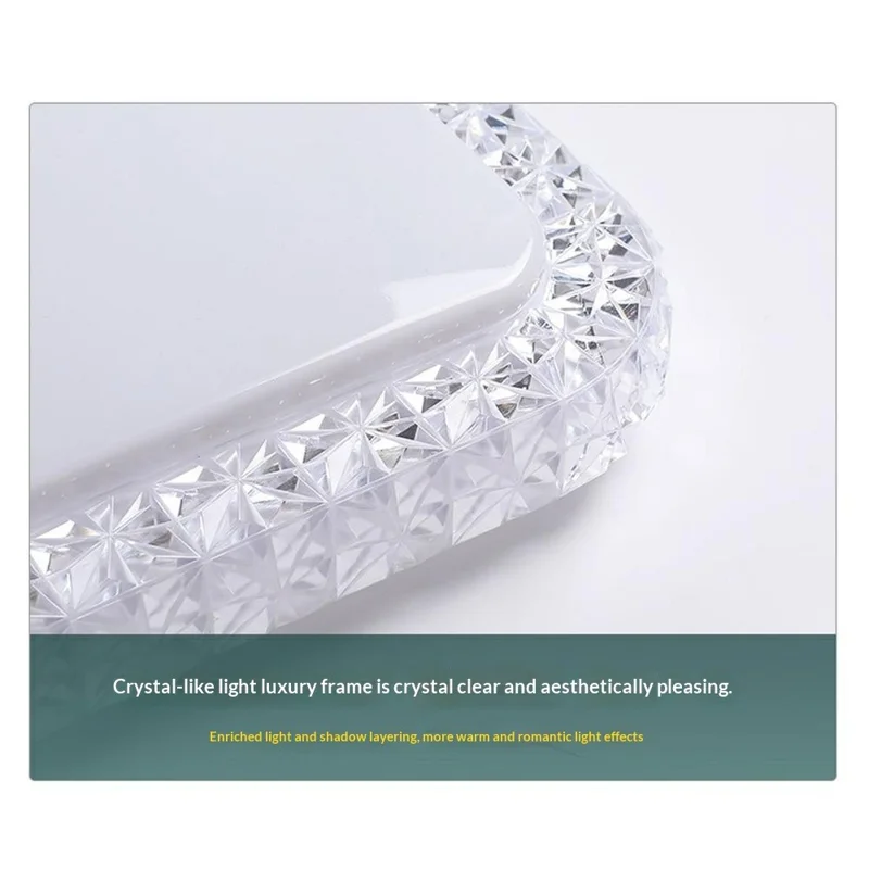 Lampada a Soffitto LED Stile Cristallo 40 x 40 cm 48 W, Luce Quadrata Minimalista con Tre Temperature di Colore per Soggiorno e Camera da Letto - Bianca