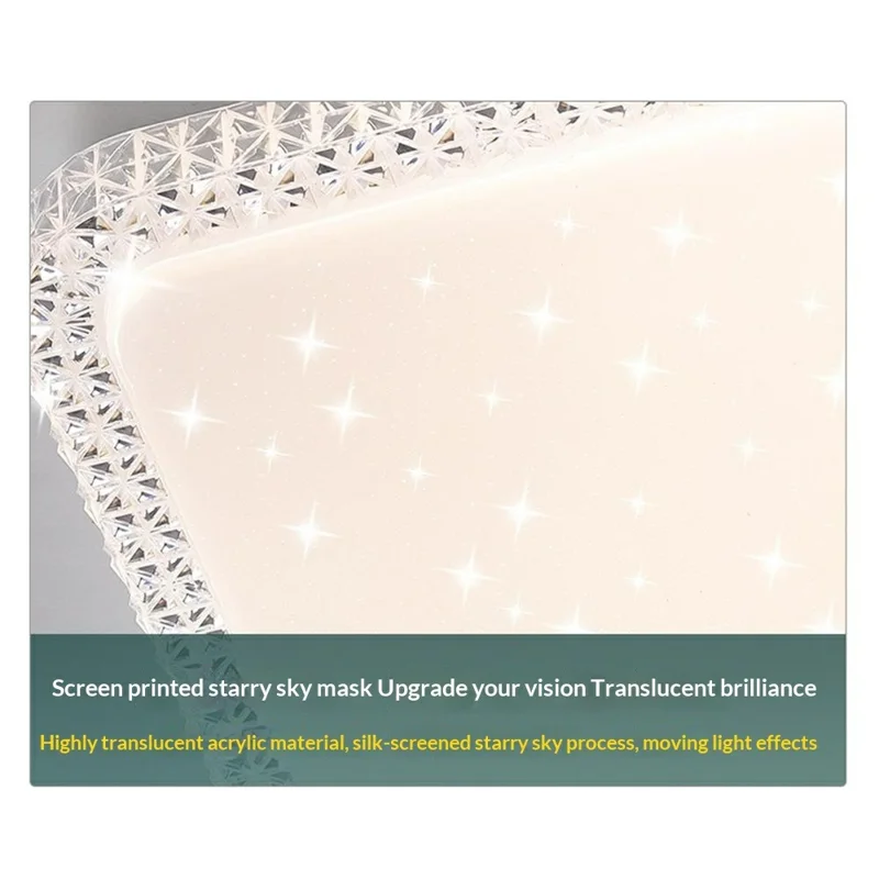 Plafonnier LED 50 x 50 cm 72 W, design cristal, 3 températures de couleur, carré minimaliste pour salon et chambre - Blanc