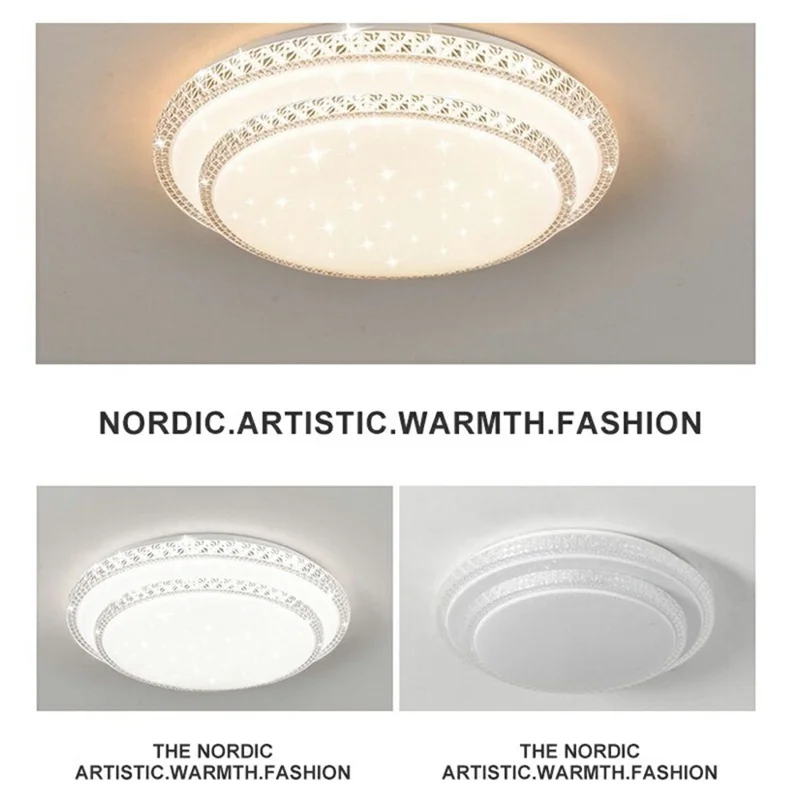 Lampadario LED in Cristallo da 40 cm 36 W, Luce Rotonda a Doppio Strato con Tre Temperature di Colore per Soggiorno e Camera da Letto - Bianco