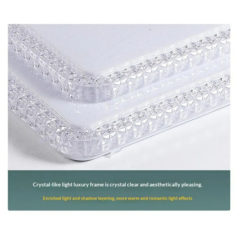 Lampadario LED Cristallo 60 x 60 cm 72 W, Luce Quadrata a Doppio Strato con Tre Temperature di Colore per Soggiorno e Camera da Letto - Bianco